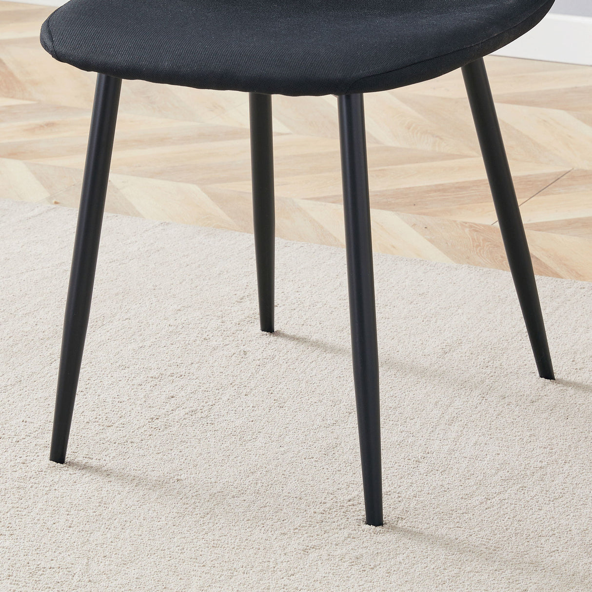 Modern Medieval Style Cushioned Side Chairs Set With Metal Legs For Kitchens