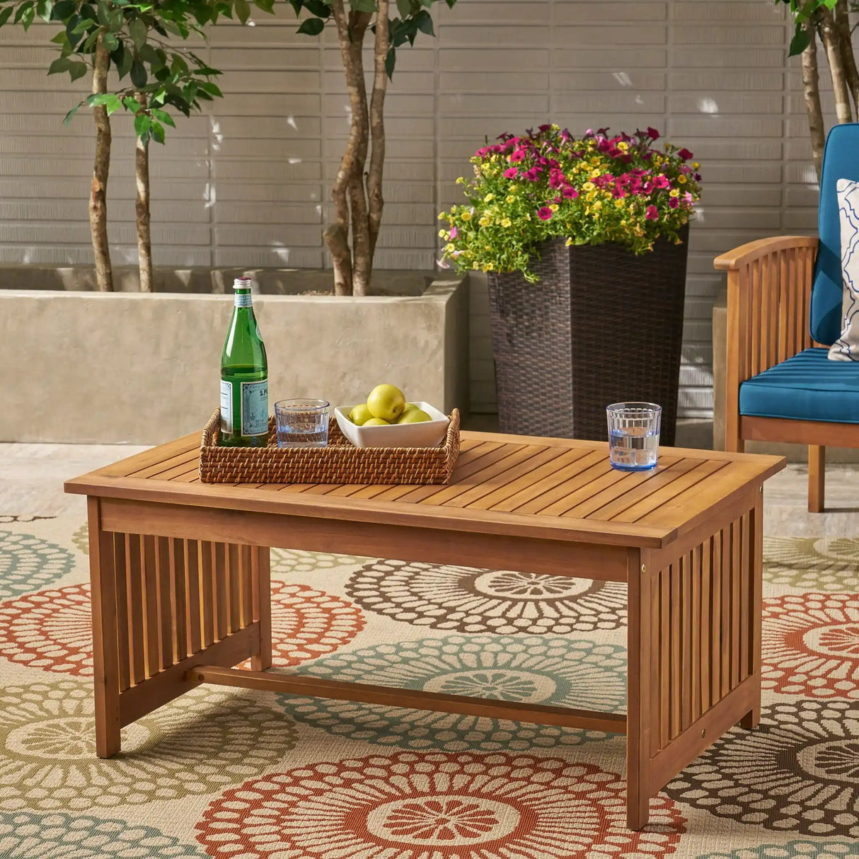 Acacia Wood Rectangular Patio Coffee Table For Outside - Best Buy Furniture