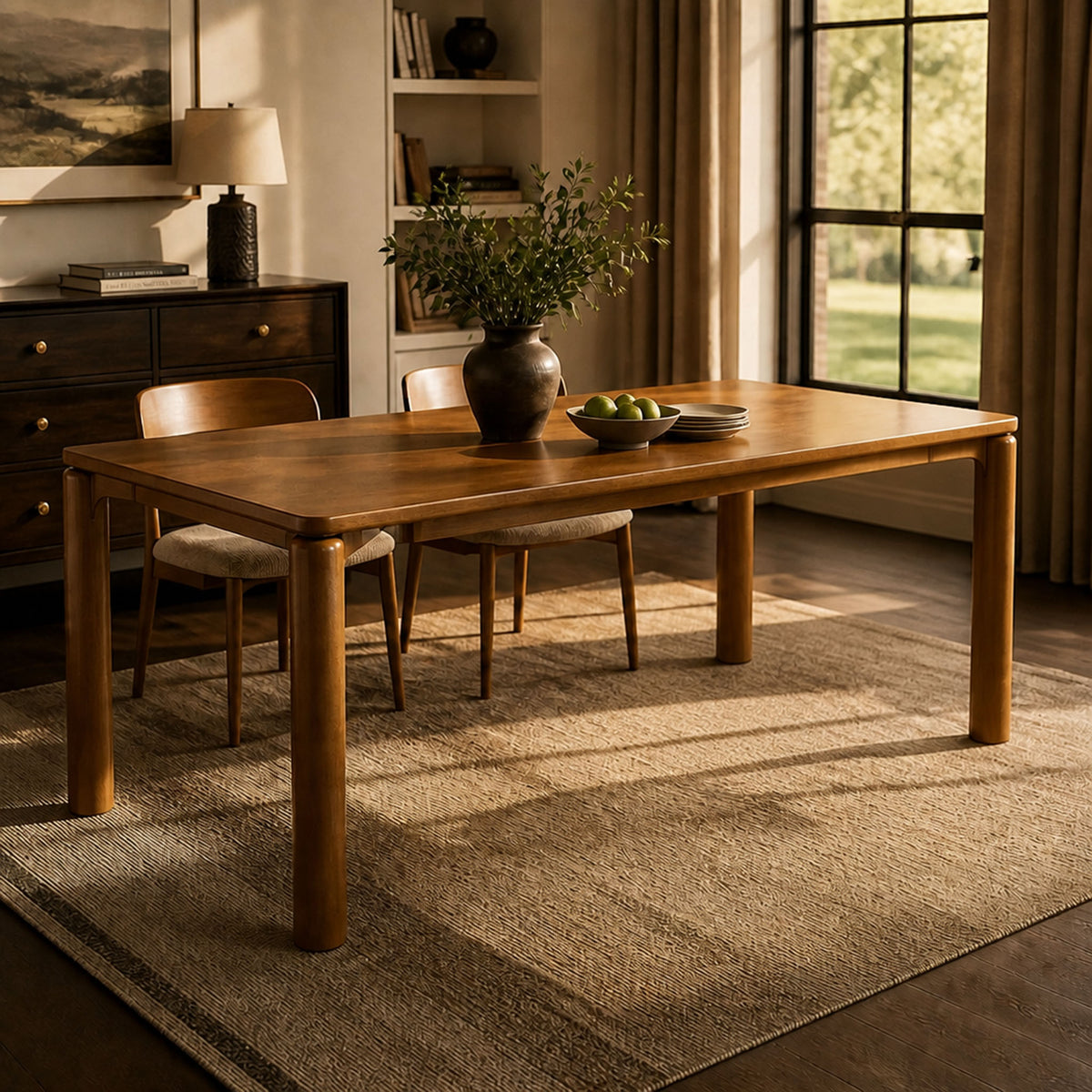 70.28" Rubber Wood Dining Table
