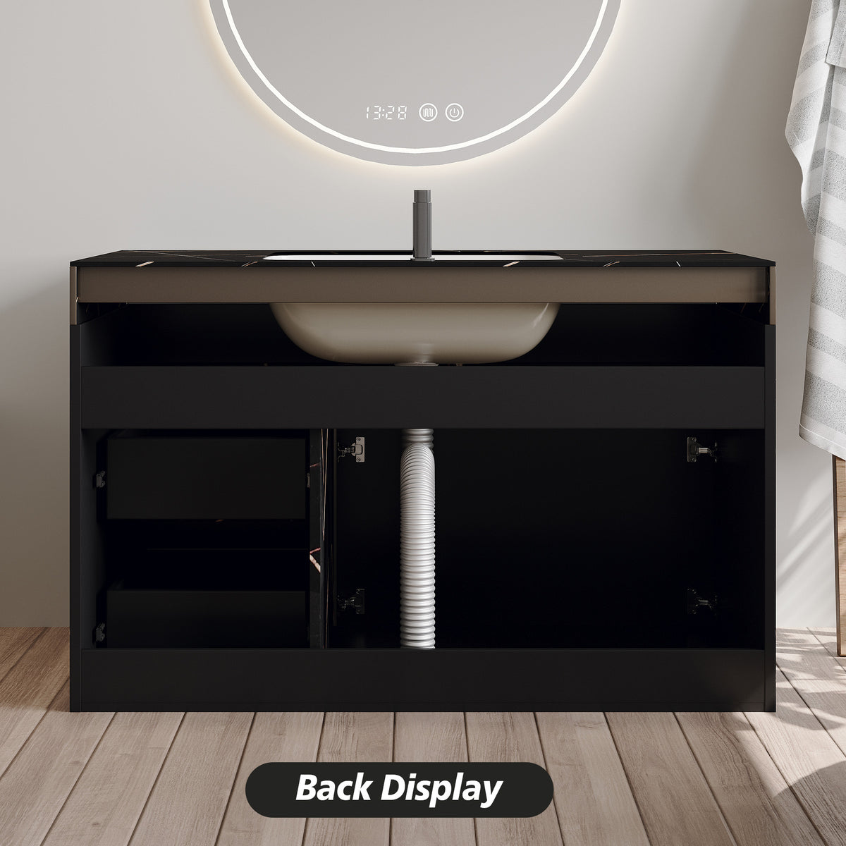 35.2 in Floating Bathroom Vanity with Sink and Faux Marble Top
