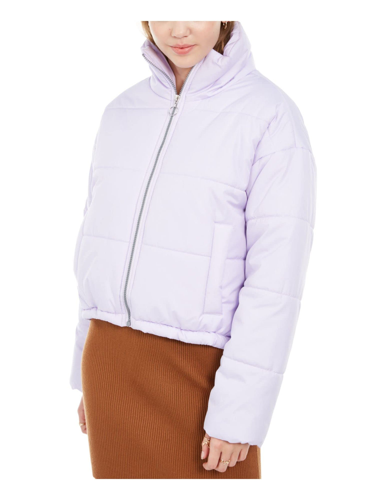 Celebrity Pink Juniors' Cropped Puffer Coat Purple Size 2 Extra Large