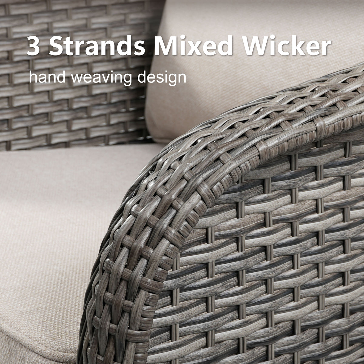 73.6" PE Wicker Rattan Outdoor Furniture Set - 3 Seat Sofa