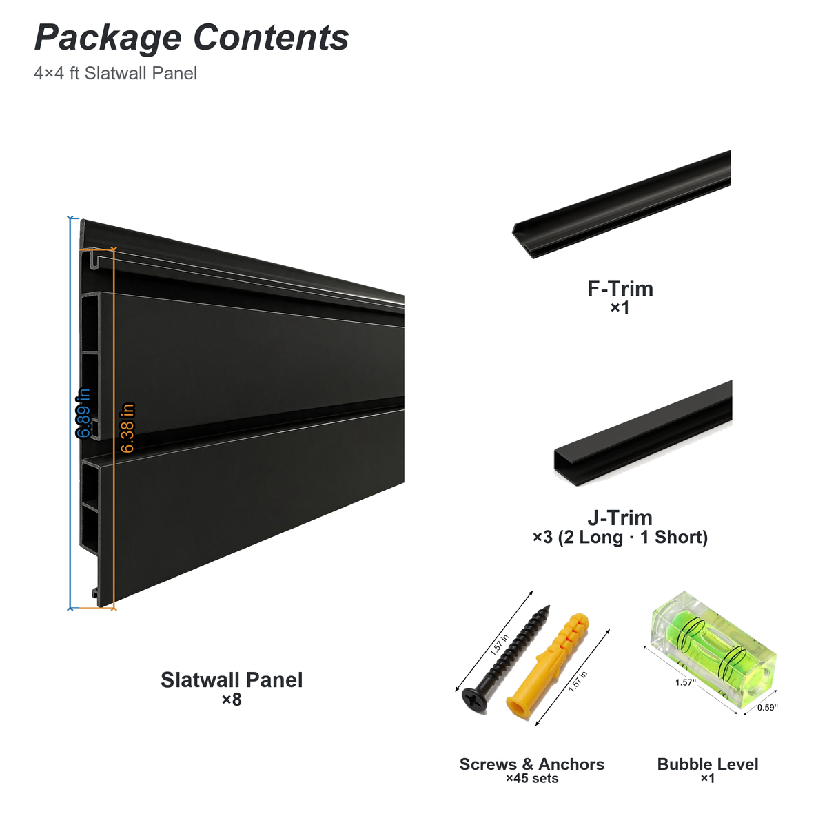 PVC Slatwall Panel Kit, 4x4ft Garage Wall Storage System