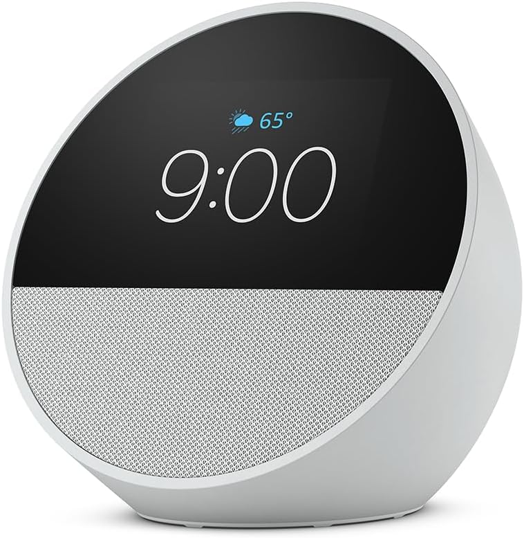 Amazon Echo Spot, an Alexa device (newest model), Glacier White