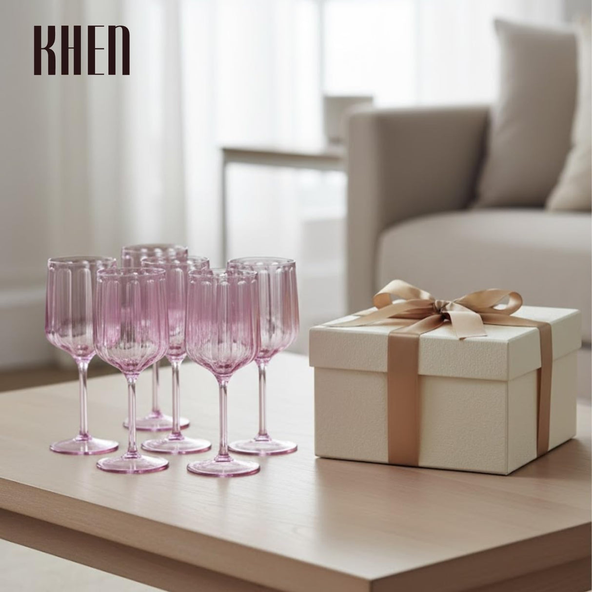 Khen Acrylic Lucia Stemmed Goblets - Set of 6 | 14oz | Lilac