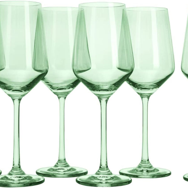 Rhea Stemmed Wine Glassware, Set of 6, Green
