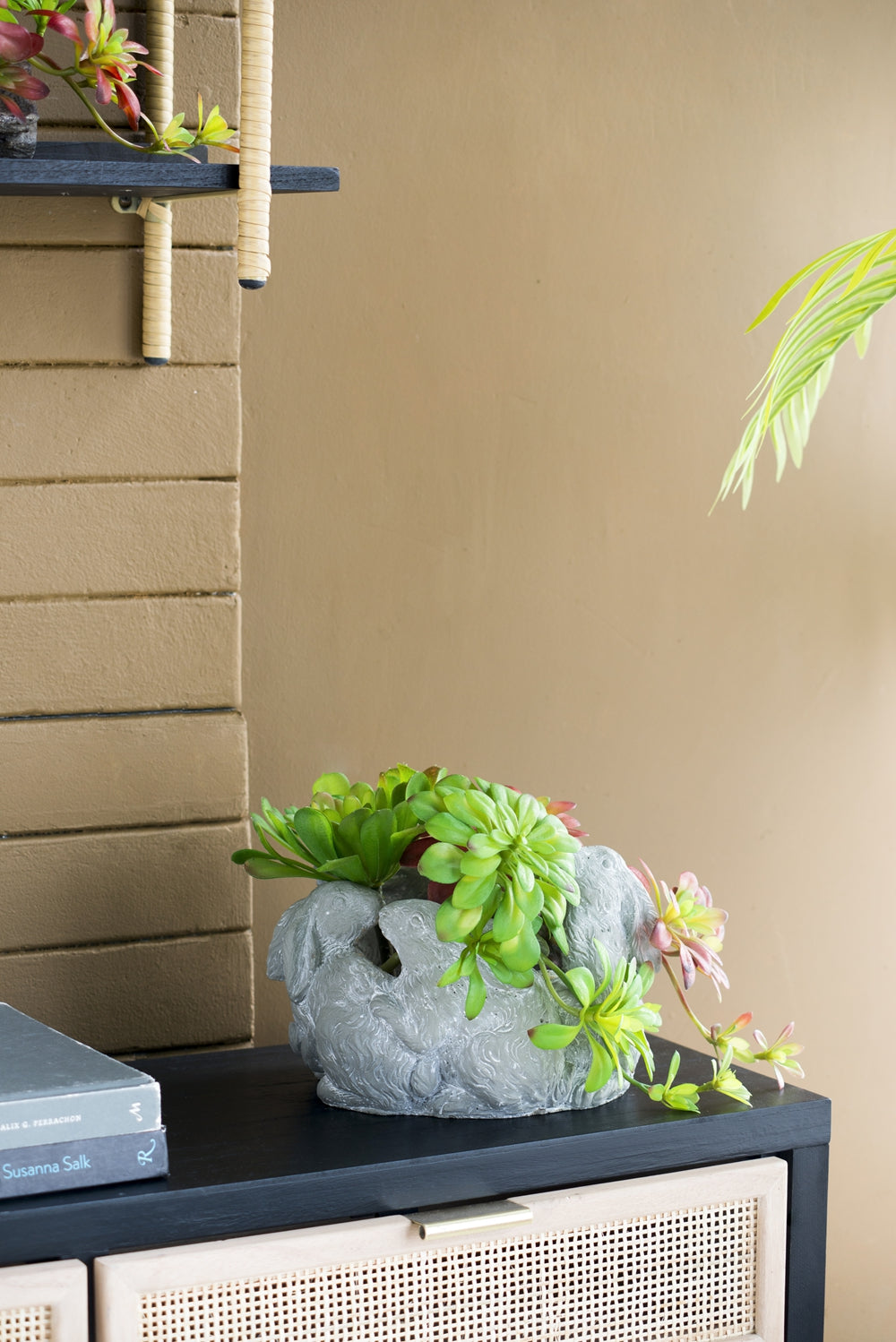 5 Bunny Cement Planter with Playful Bunny Design - Cement
