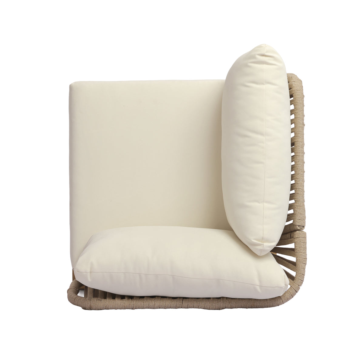 Acacia Wood Outdoor Corner Chair with Rope Back & Weather-Resistant Cushion