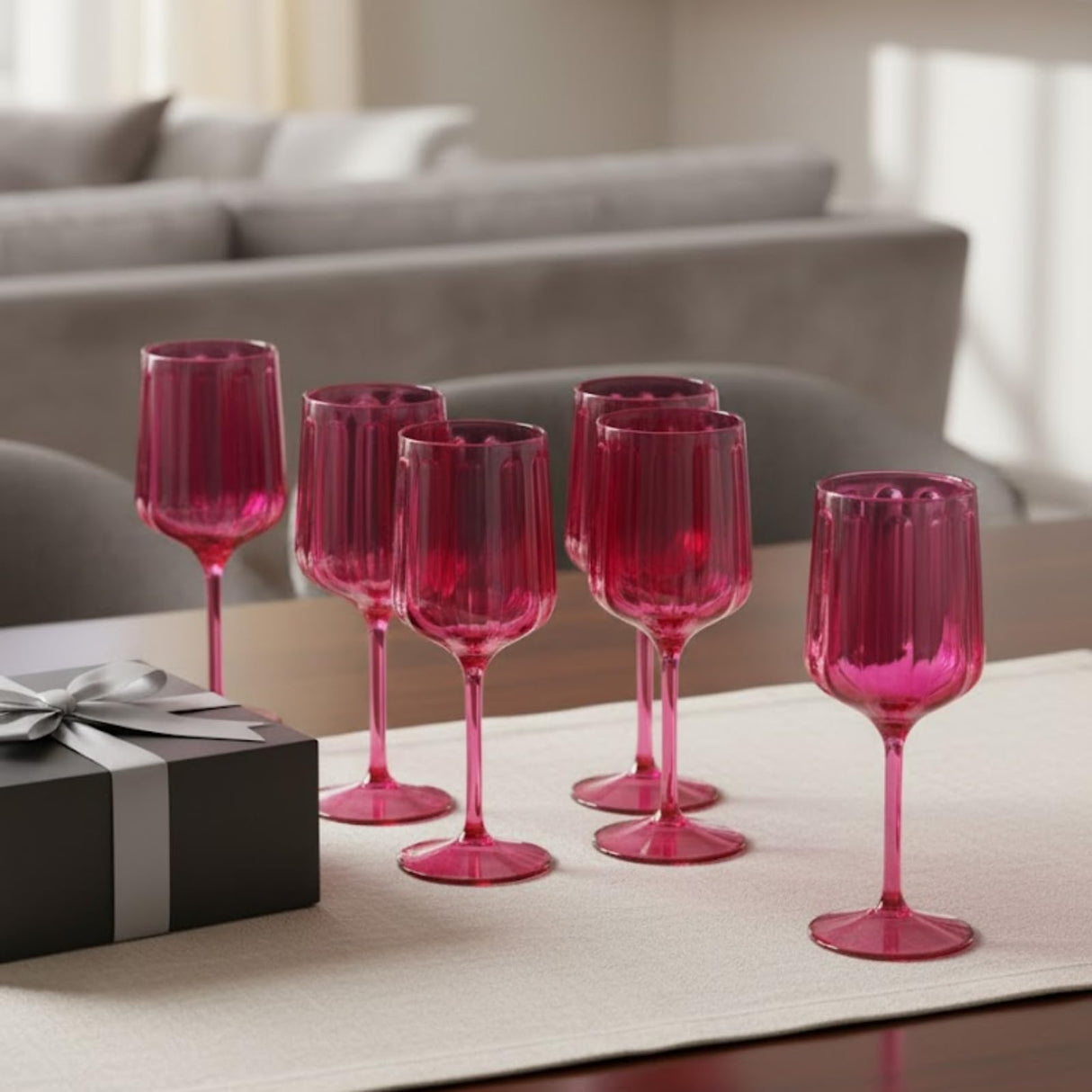 Khen Acrylic Lucia Stemmed Goblets - Set of 6 |14oz | Coral