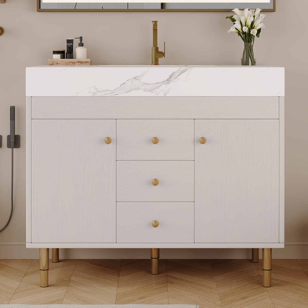 36 in Modern Free-standing Bathroom Vanity with Ceramic Sink & Ample Storage