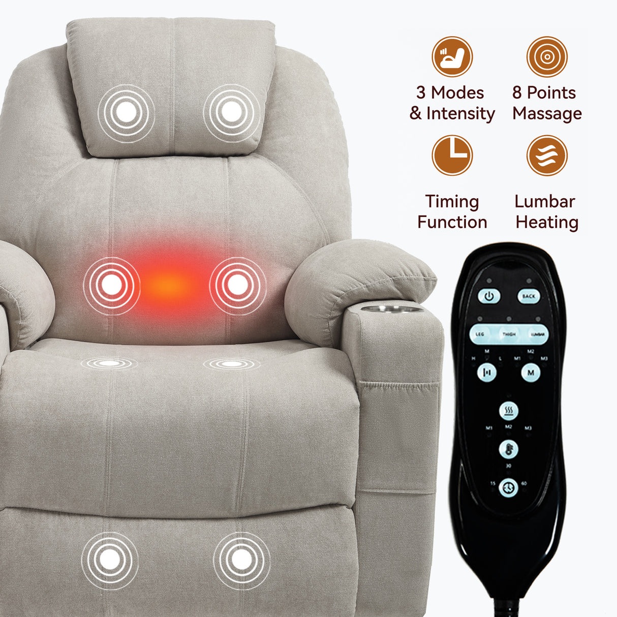 Premium Power Lift Recliner Chair with Massage Functionality