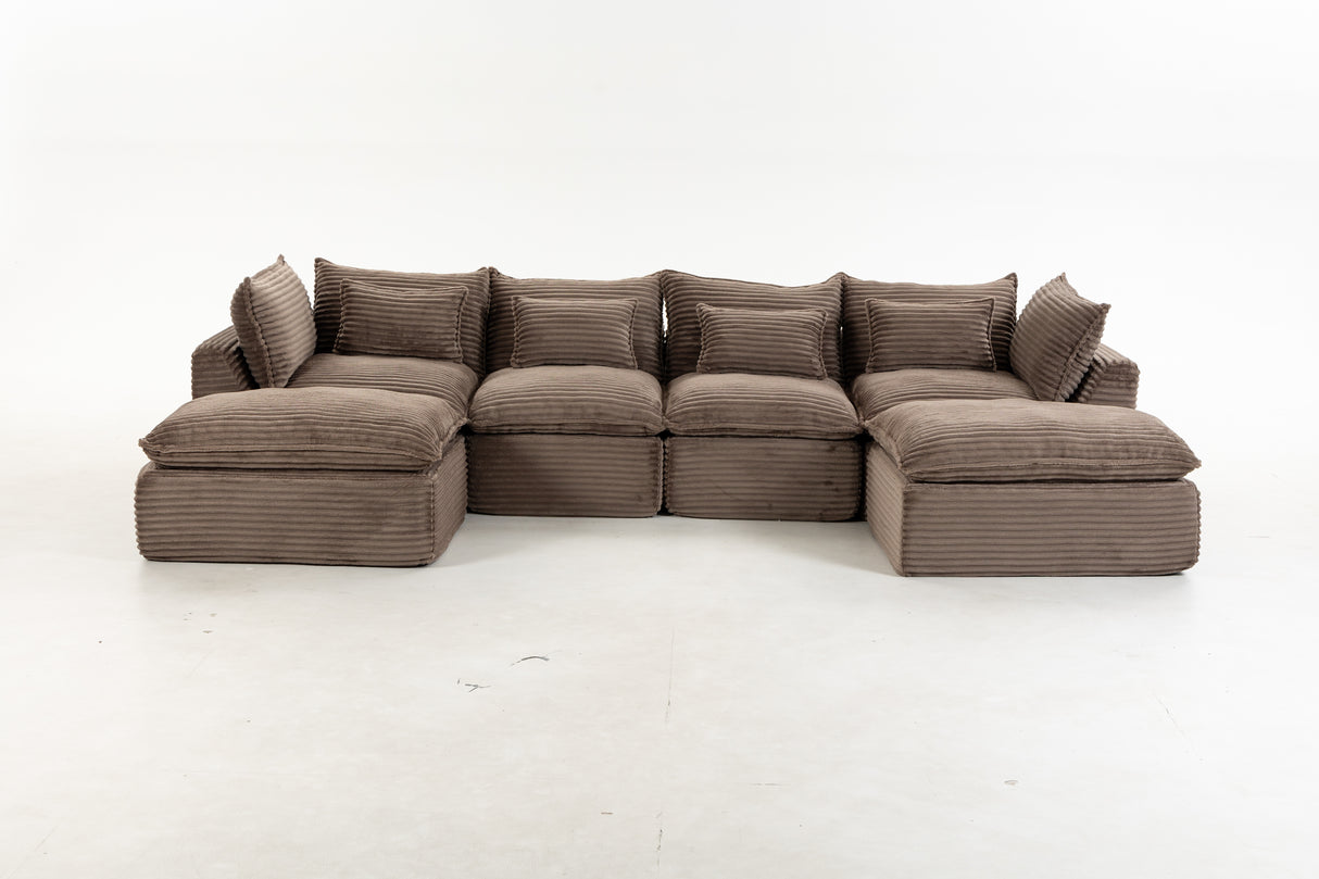 129.8" Width Cloud Couch Oversized Modular Sectional Sofa