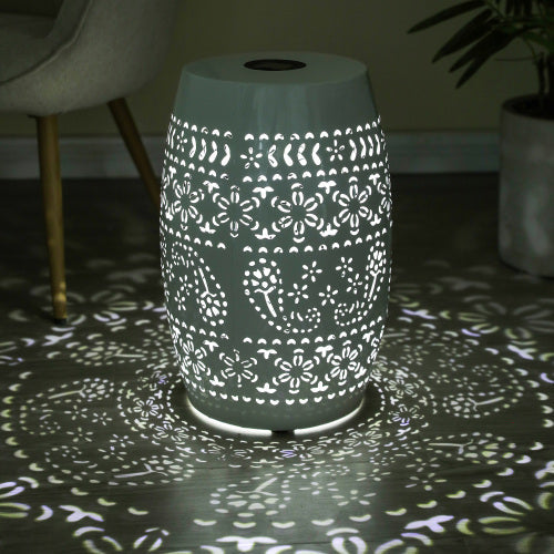 Solar Side Table with Built-in Solar Battery (White)