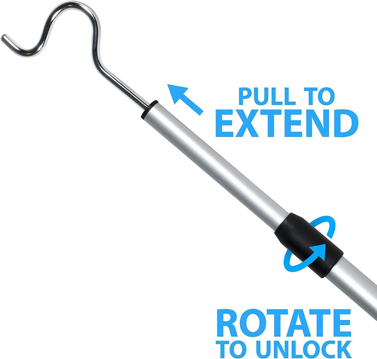Shepherds Aluminium Pole with a 2.75-Inch Hook and Handle, Lightweight, Extendable from 36 to 62-Inch