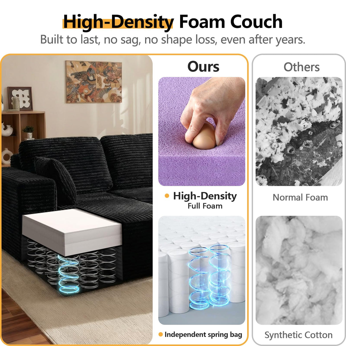 96" Compressed L-Shape Sofa