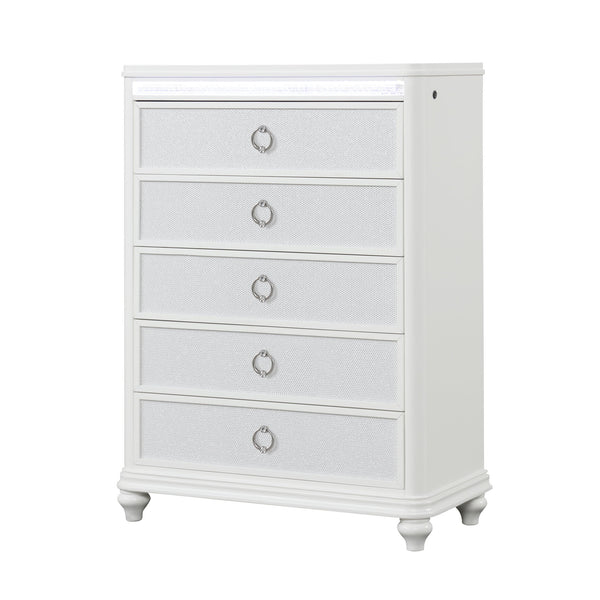 Abigale - 5 Drawer Chest With LED Lighting - White