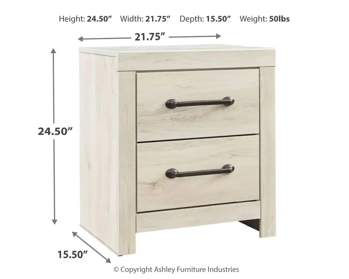 Cambeck - Two Drawer Night Stand - Whitewash - Best Buy Furniture