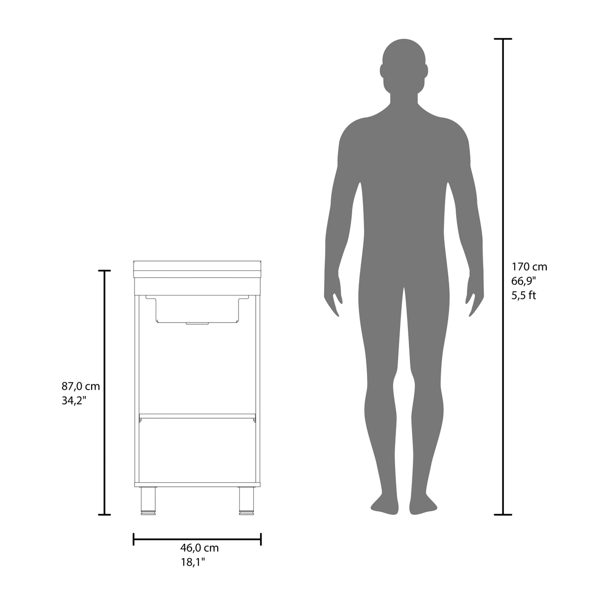 Darwin Freestanding Utility Tub and Sink Cabinet with One Door