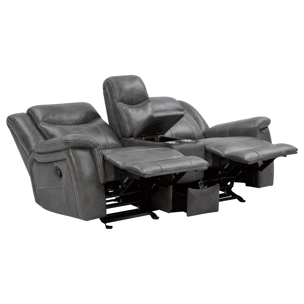 Carmen - Cool Motion Loveseat With Storage, With Reclining Function And Built In Storage - Gray