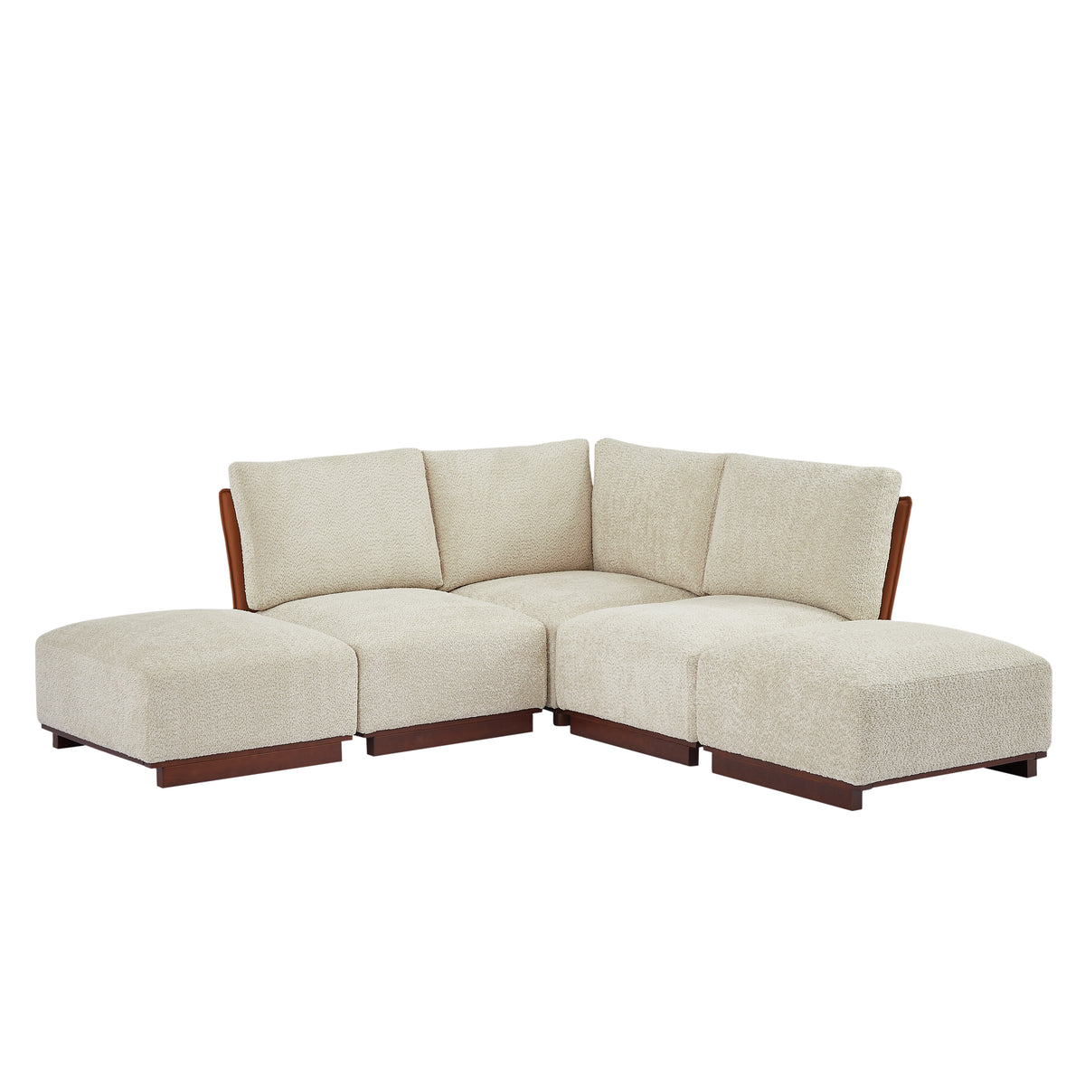Velora 88.5 in. 5-Piece V Shaped Boucle Modular Free Combination Sectional Sofa