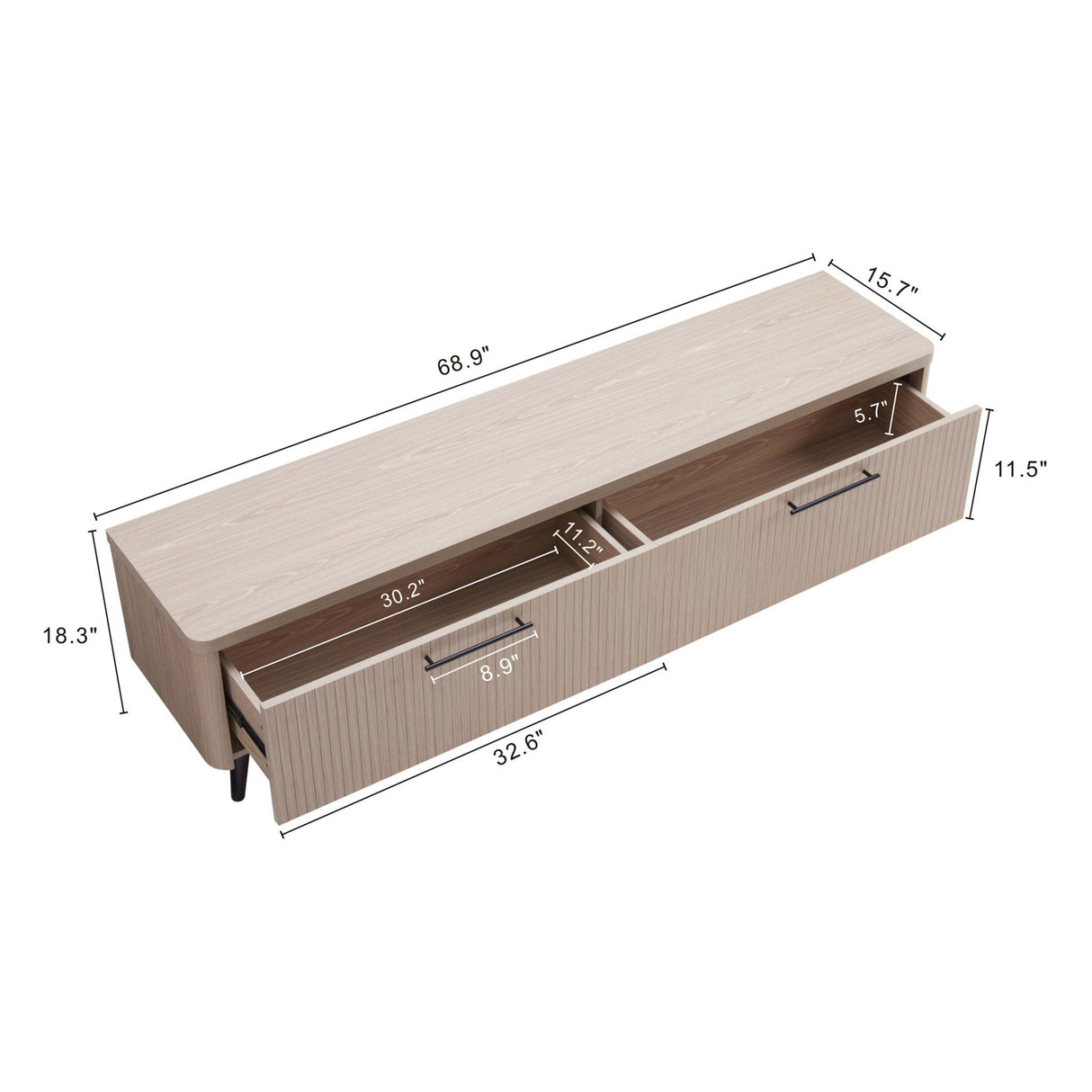 Jodie - Fluted TV Stand - Oak
