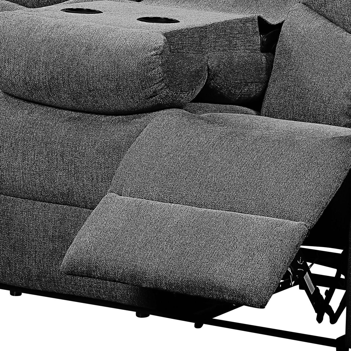 Kalen - Chenille Sofa With Drop Down Table - Gray - Best Buy Furniture