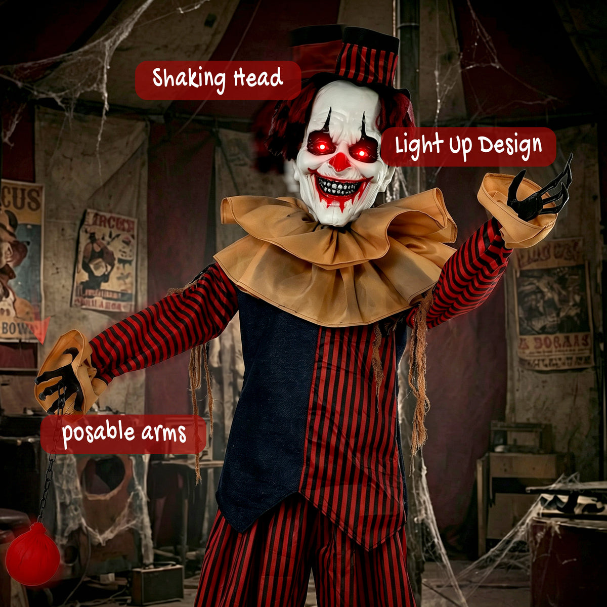 HOMCOM 95" Large Animated Clown Halloween Decorations