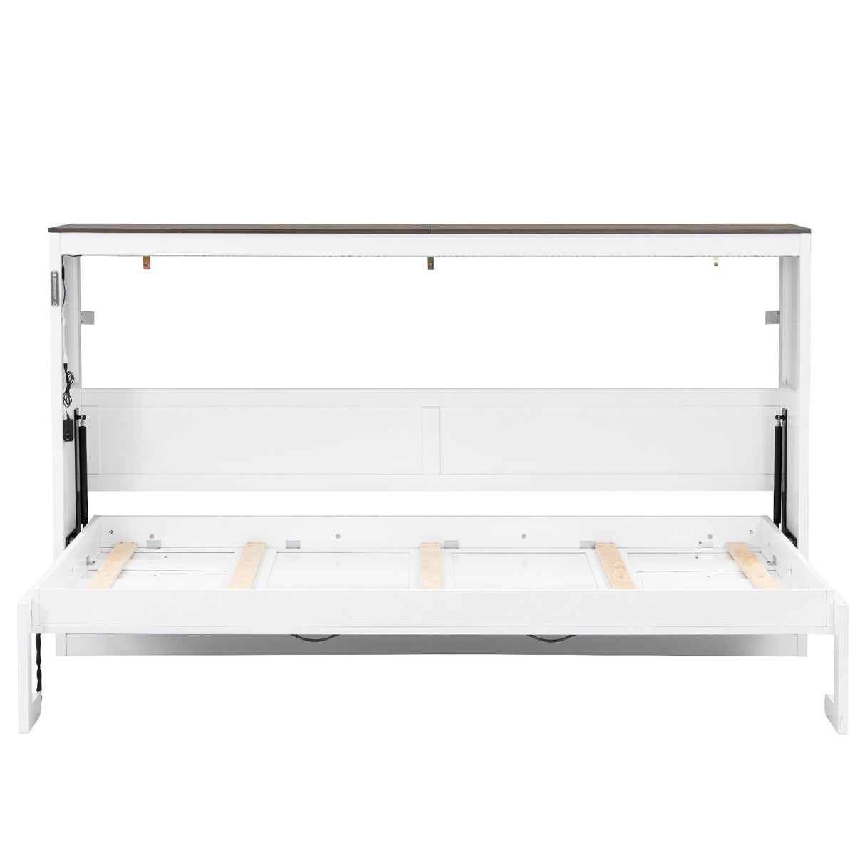 Murphy Bed With LED Light, Foldable Wall Bed Cabinet