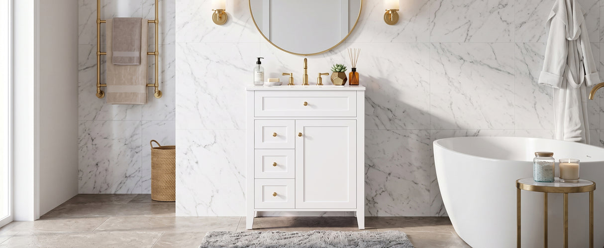 24" Modern Bathroom Vanity with Ceramic Sink