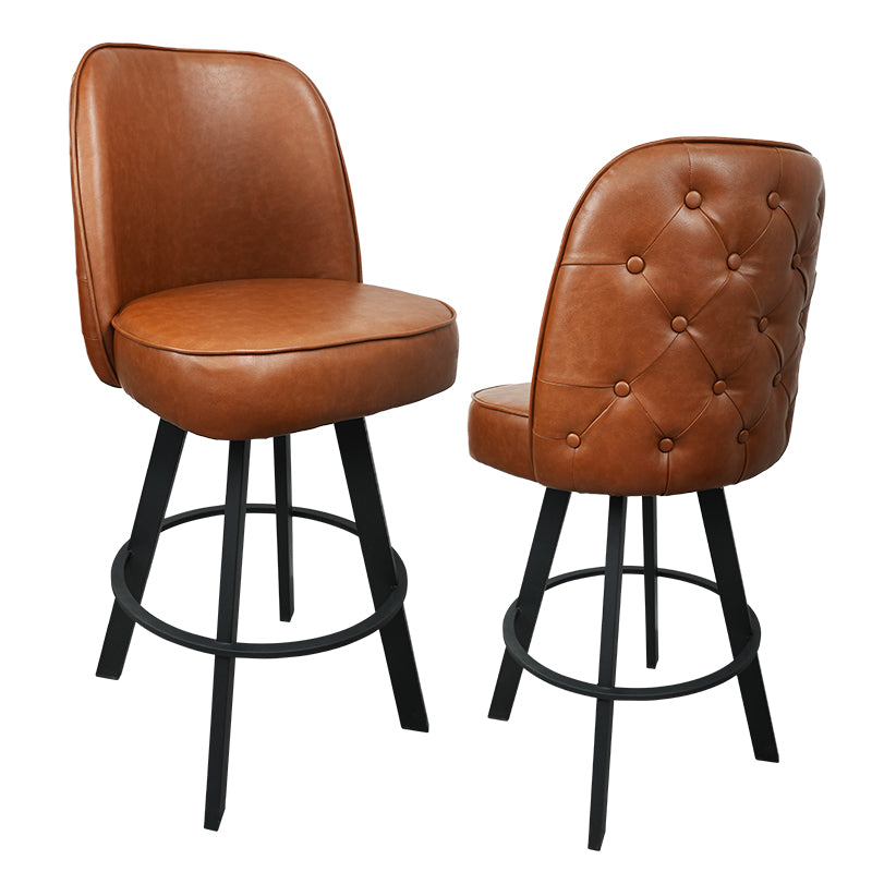 Set of 2 Commercial Grade Swivel Button-Tufted Back Bar Stools