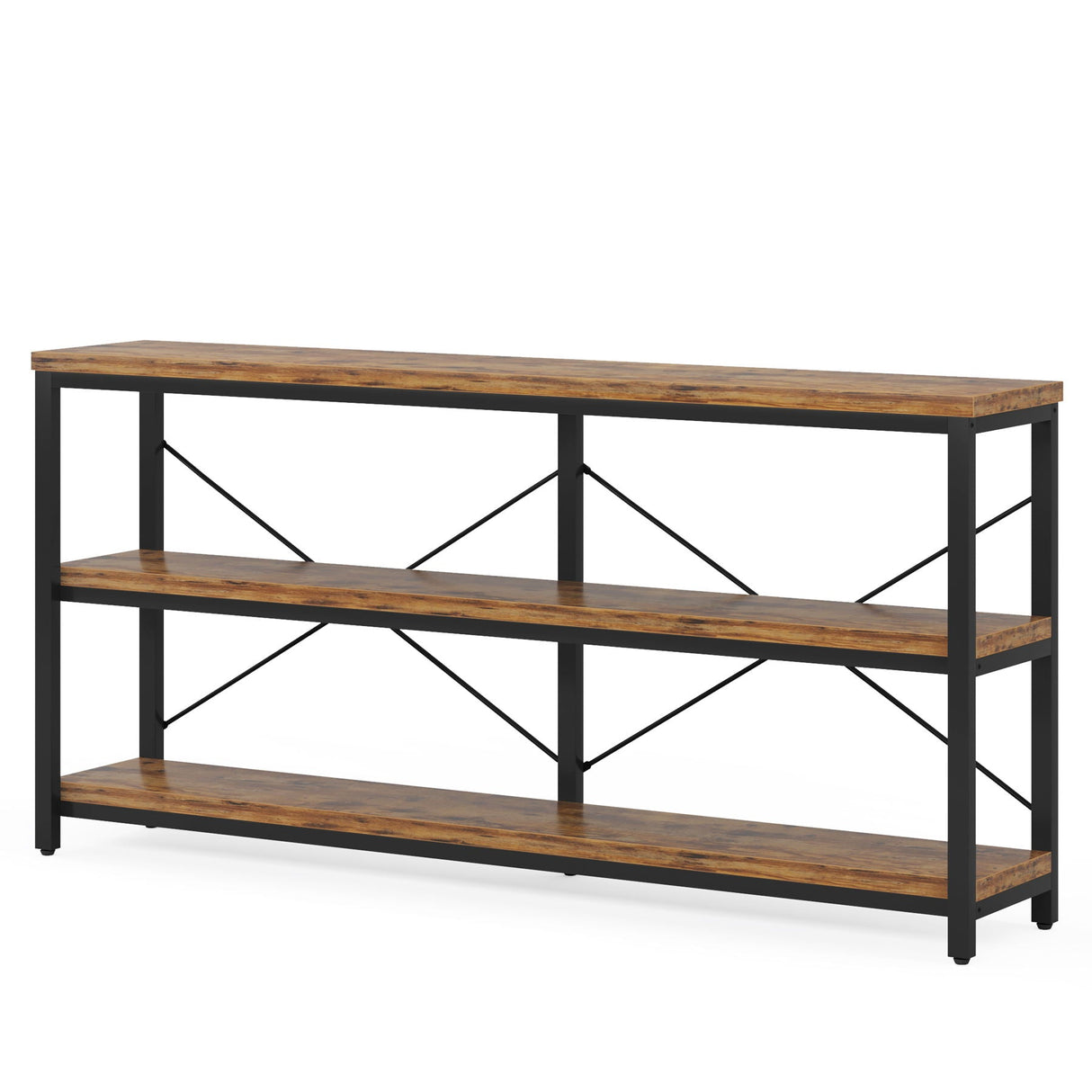 Console Table With 3-Tier Storage Shelves Finish, Slim Narrow Design