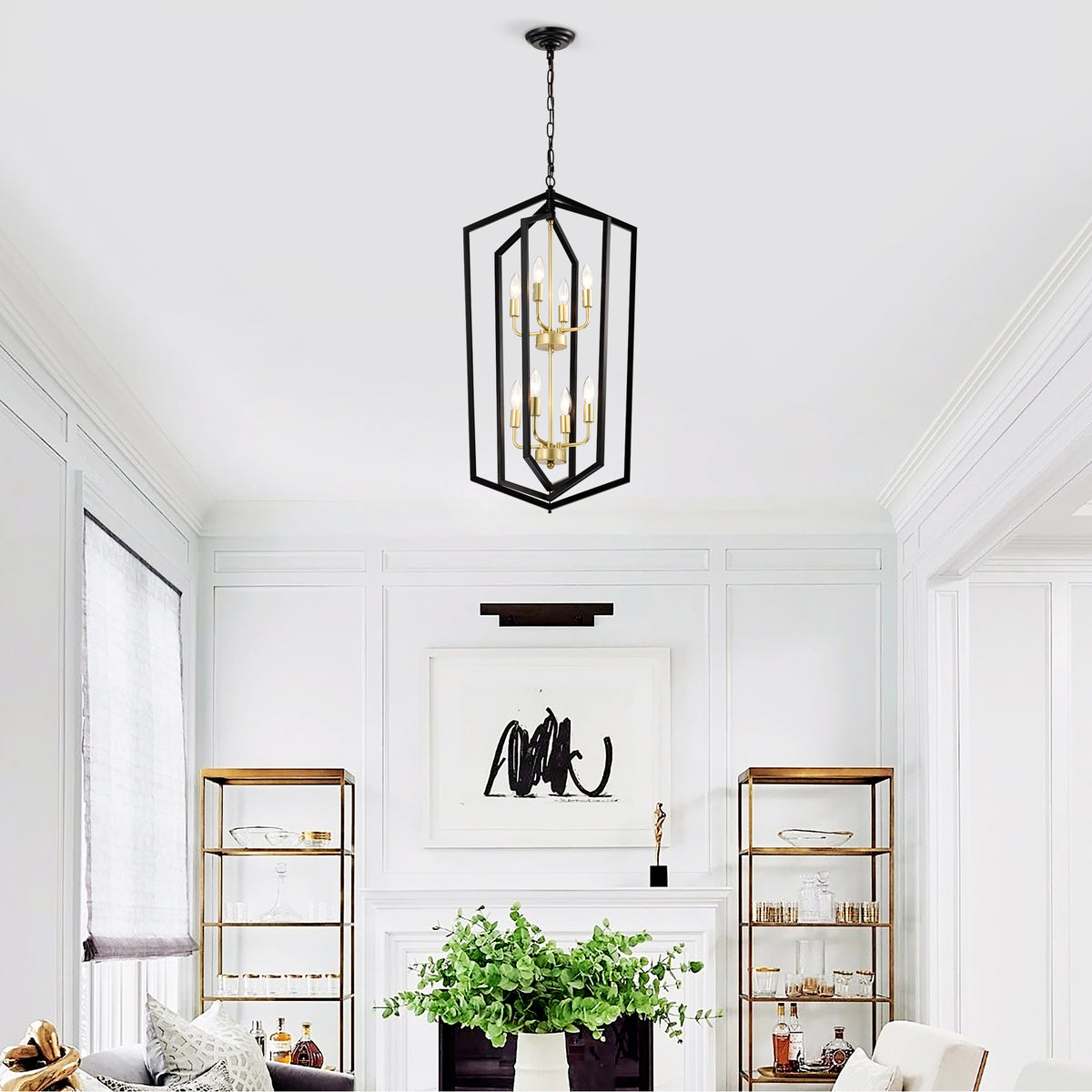8-Light Lantern Tired Farmhouse Ceiling Hanging Light
