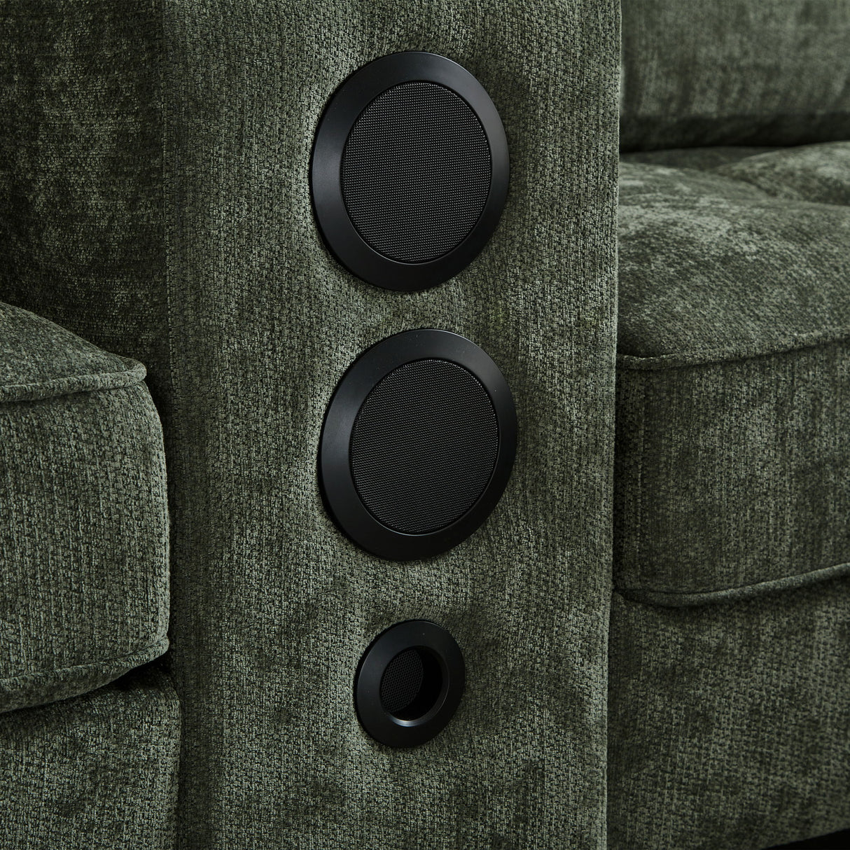 Modern Sectional Sofa U-Shaped With Movable Ottomans, tooth Speakers, LED Lights And Modular Storage