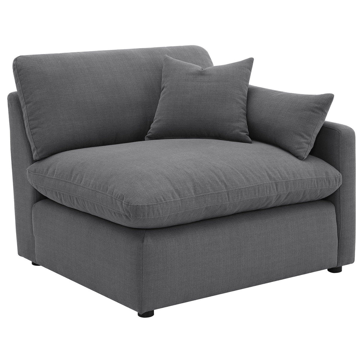 6 Piece Upholstered Modular Sectional Sofa With Reversible Cushions And Ottoman - Charcoal