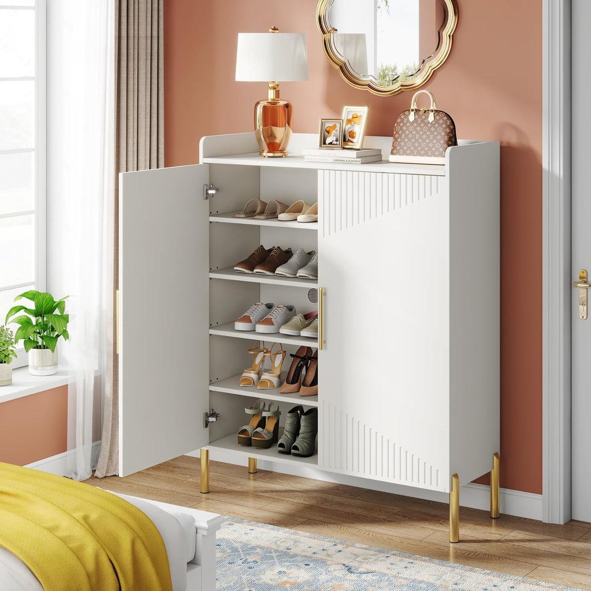 6 Tier Entryway Shoe Cabinet With Doors