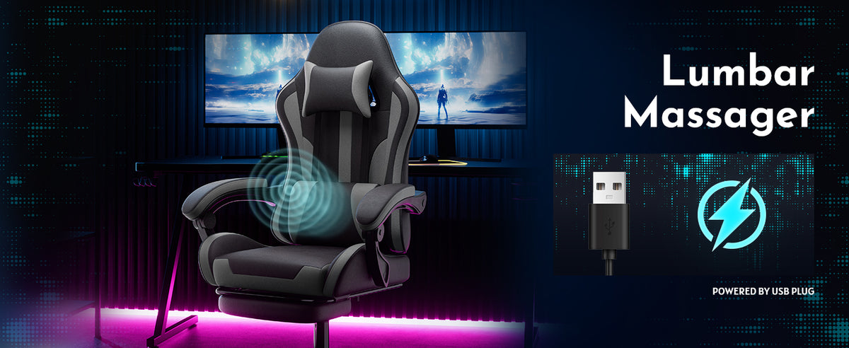Ergonomic Gaming Chair with Footrest and Lumbar Support