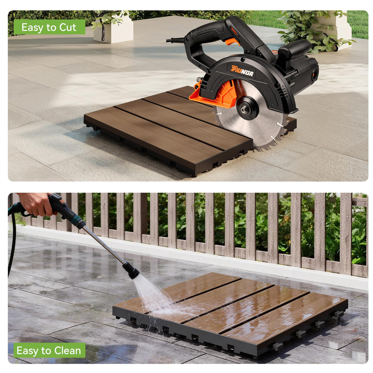 36 Pcs Interlocking Deck Tiles, 12" x 12" HDPE Outdoor Flooring