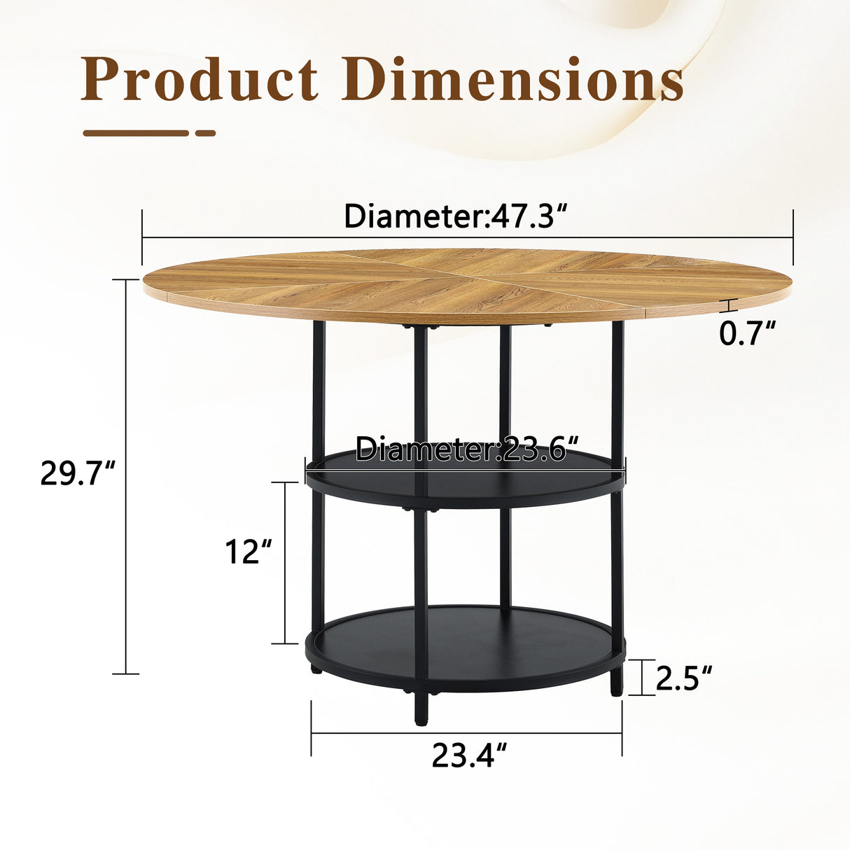 47.3-Inch Diameter Modern Splicing Circular Dining Table