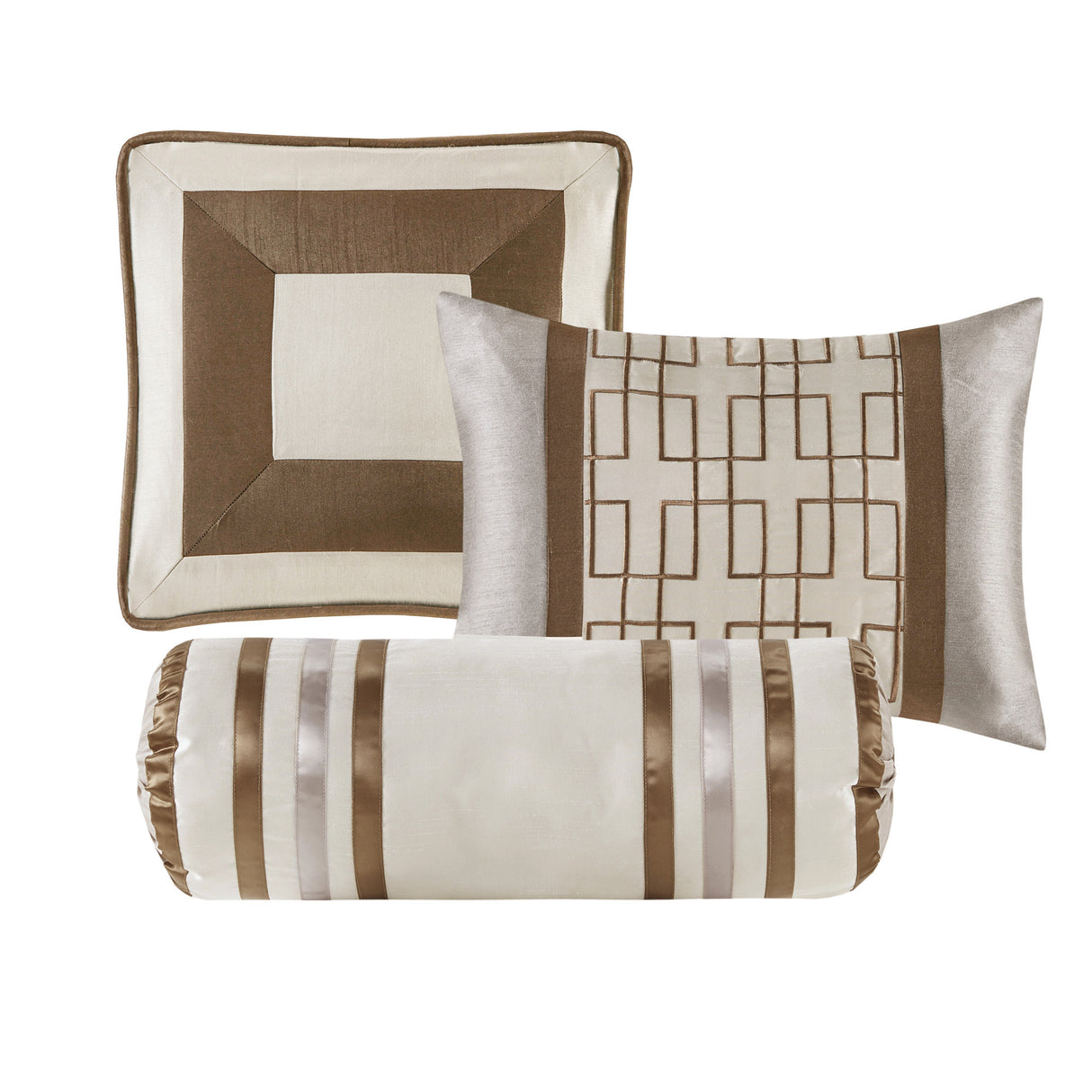 7 Piece Comforter Set Taupe/Brown King