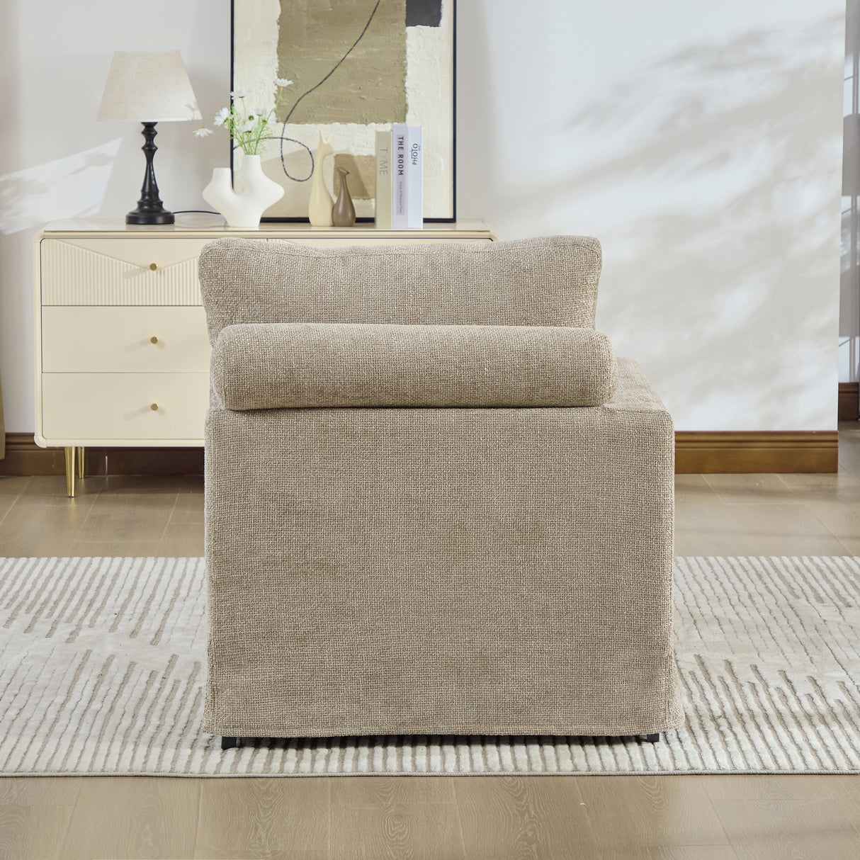 31.69" Wide Modular Sofa Bed With Cushions in Taupe