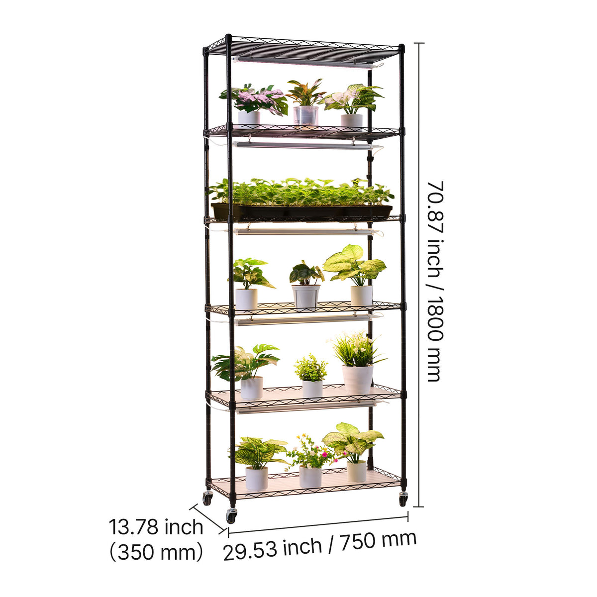 6-Tier Indoor Plant Shelf with Grow Light