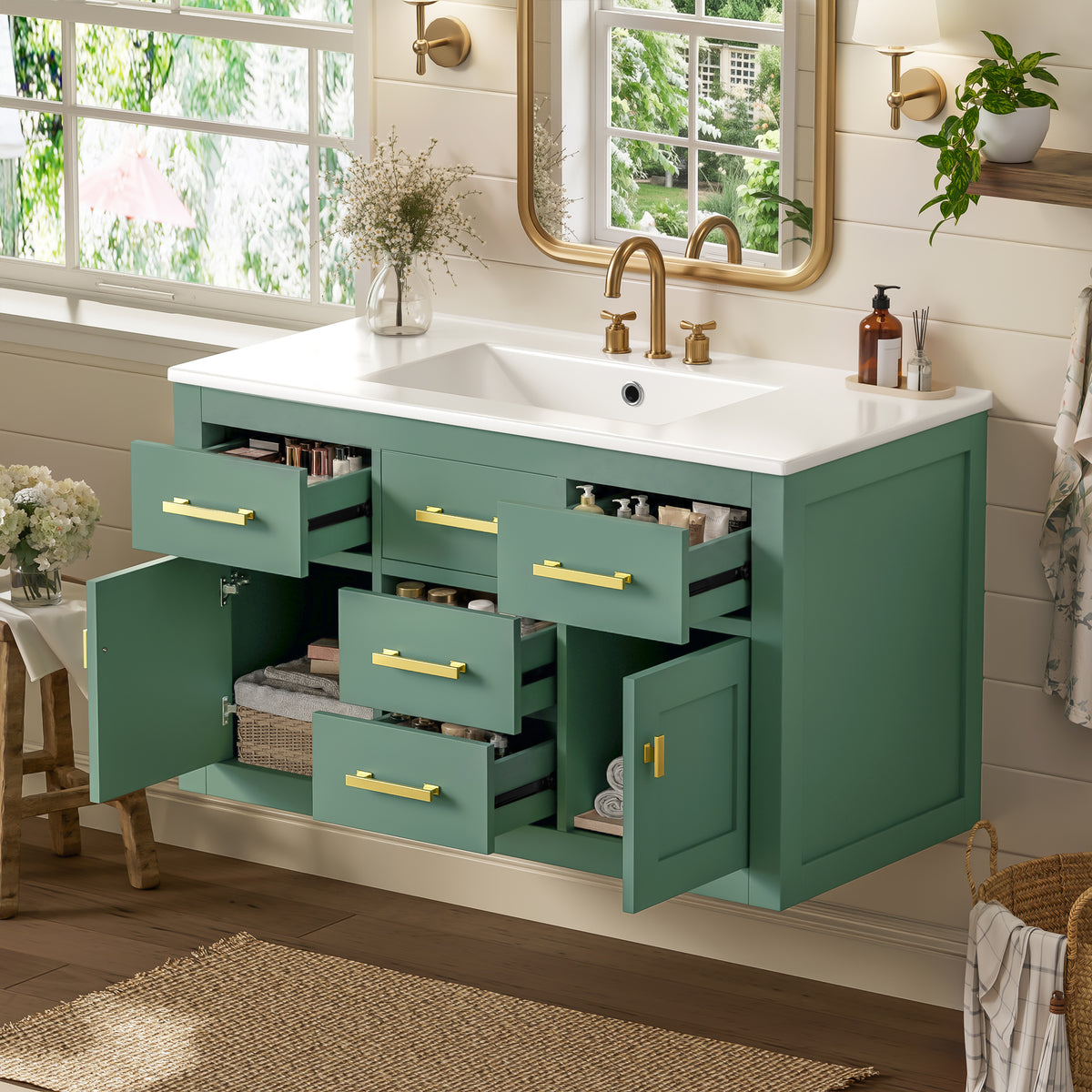 36'' Wall Mounted Bathroom Cabinet – French Style Bathroom Vanity
