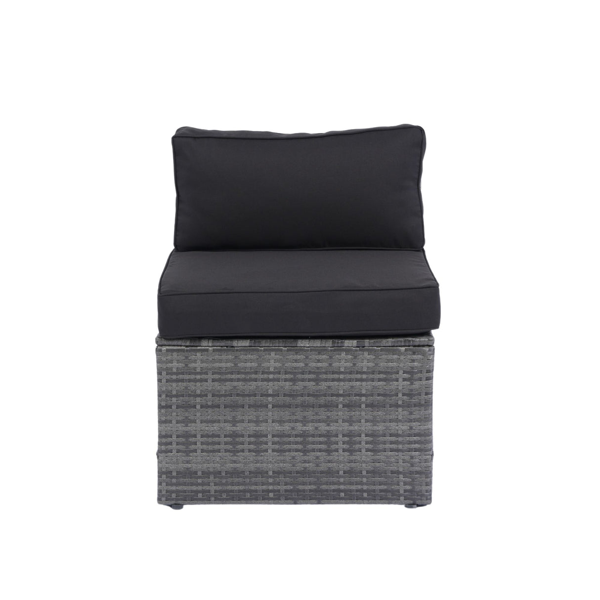 5 Pieces Rattan Sectional Outdoor Furniture Cushioned U Sof Set With 2 Pillow - Gray / Black