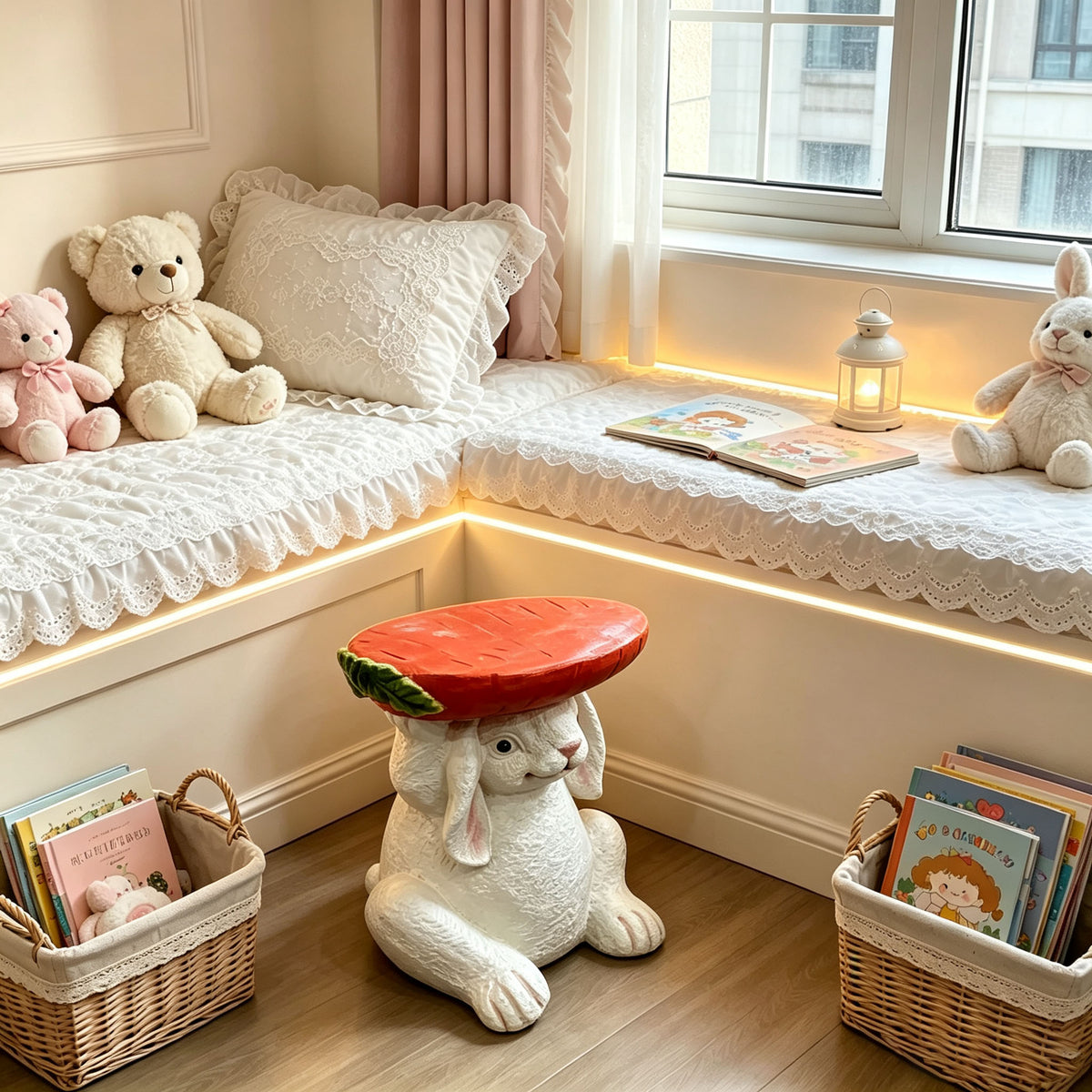 Resin Bunny Side Table with Carrot Top