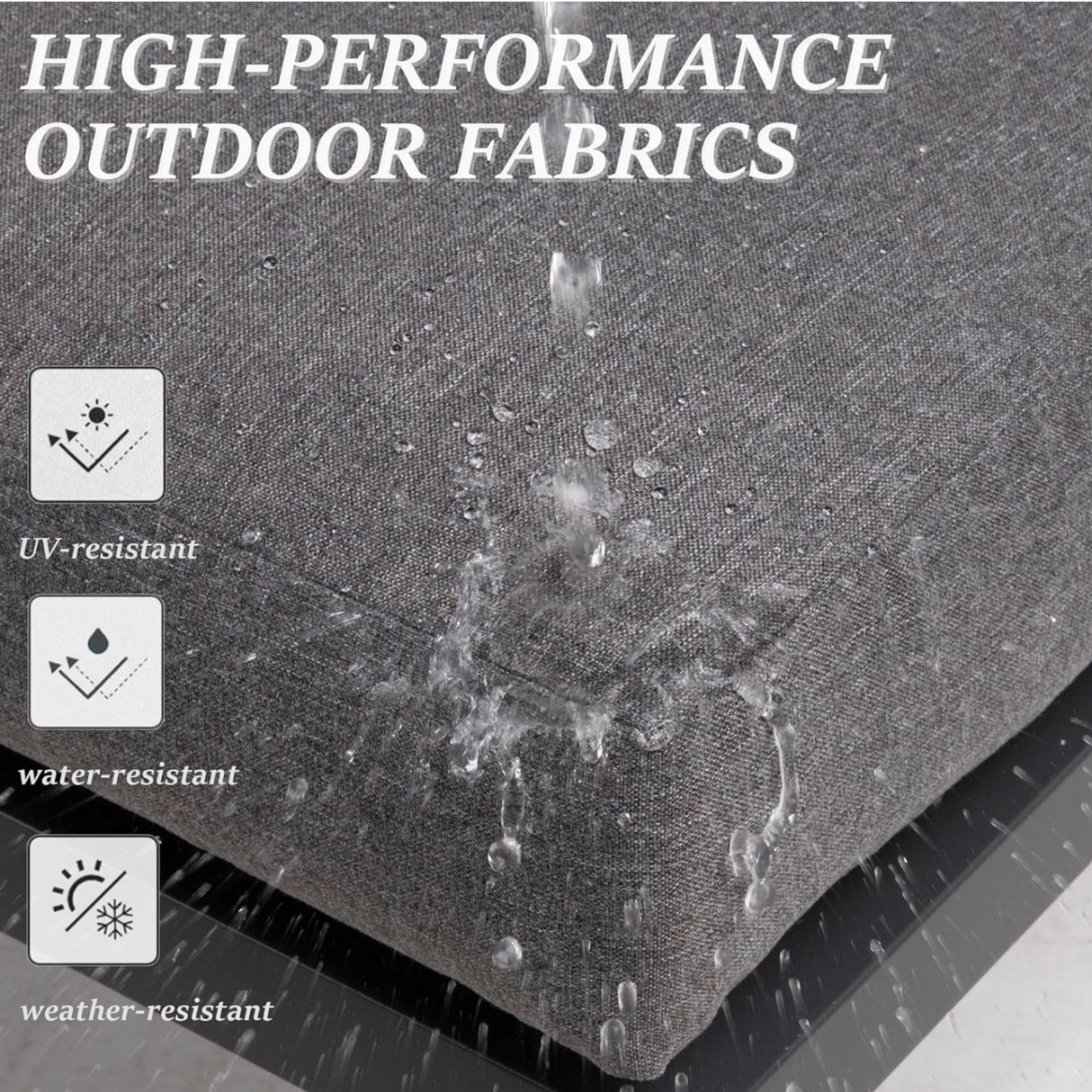 Patio All-Weather Ottomans With Thick Cushions (Set of 2)