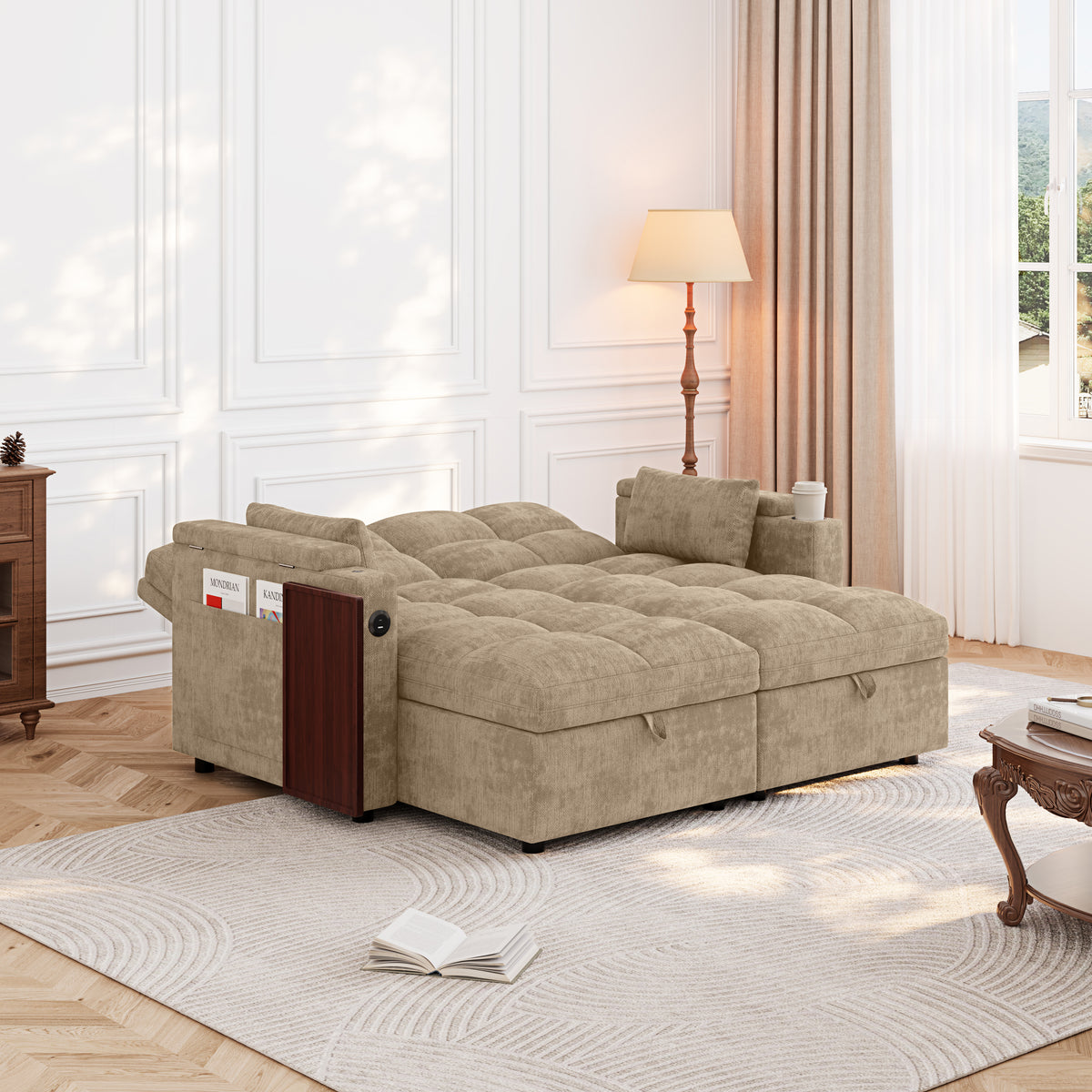 66.33" Modular Sleeper Sofa with Double Storage Chaise