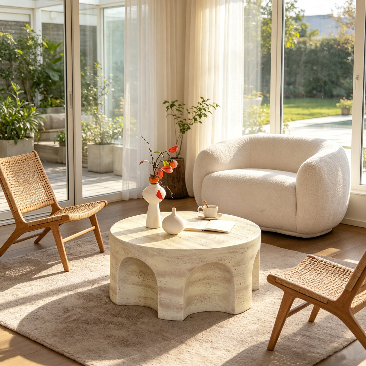 Mgo Modern Minimalist Round Accent Coffee Table