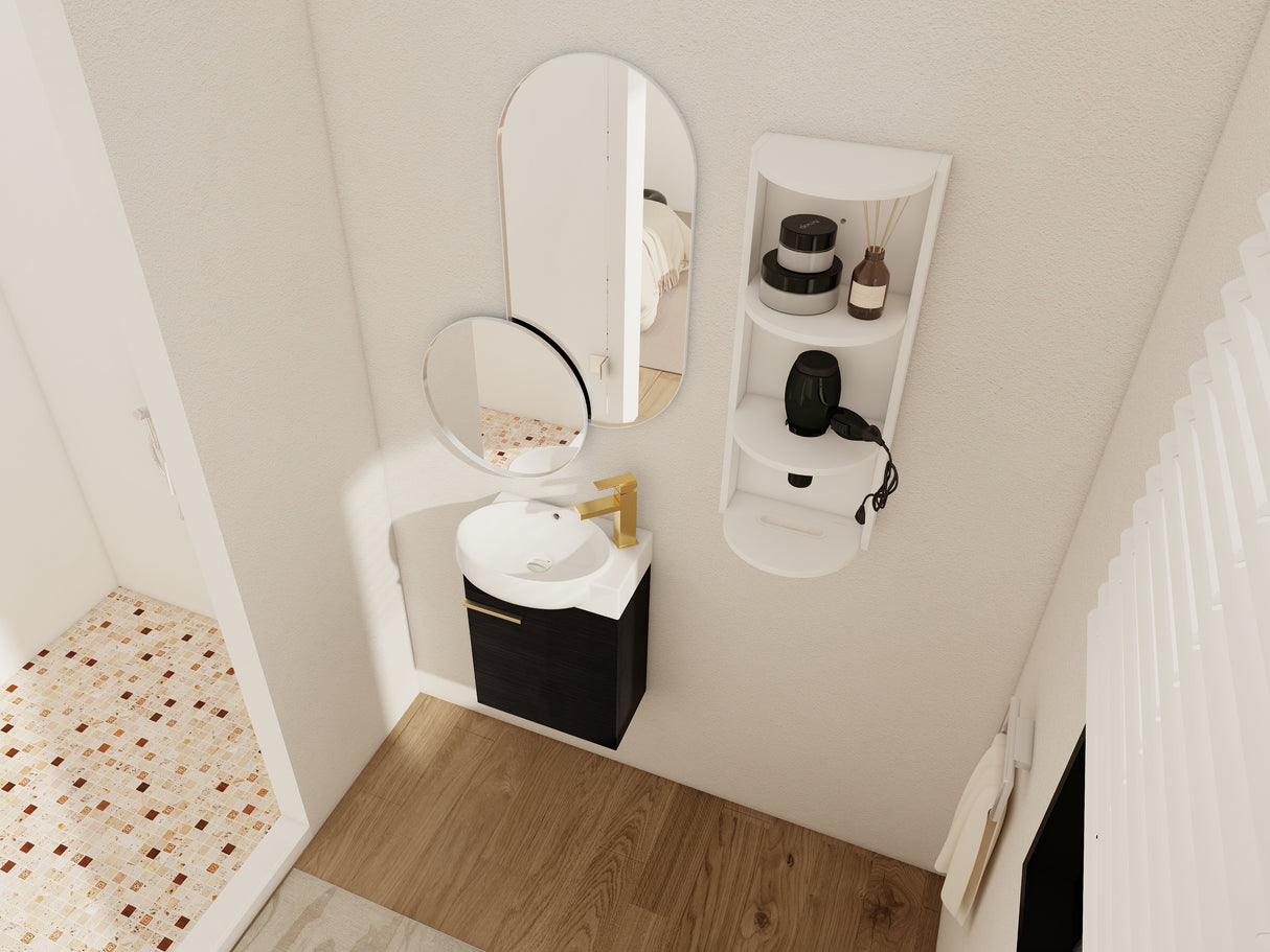 Soft Close Doors Bathroom Vanity With Sink and Storage Rack, 16 Inch
