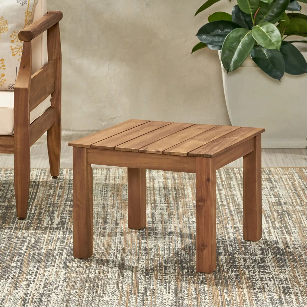 Halcyon - Outdoor Side Table With Slat Design - Best Buy Furniture