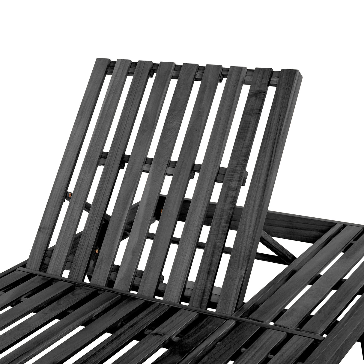 2/3 Foldable Acacia Wood Lounge Chair with Adjustable Backrest & Flat Storage Surface